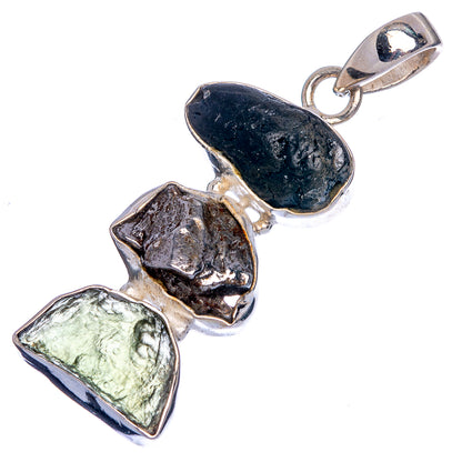 Rare Czech Moldavite, Tektite, Meteorite Pendant 1 5/8" (925 Sterling Silver) P40303