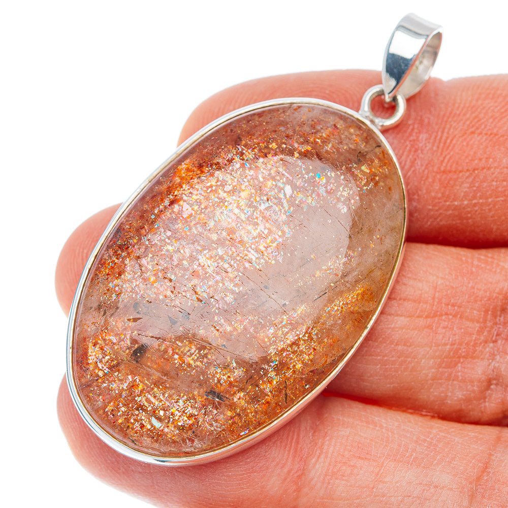 Premium African Sunstone Pendant 2" (.925 Sterling Silver)