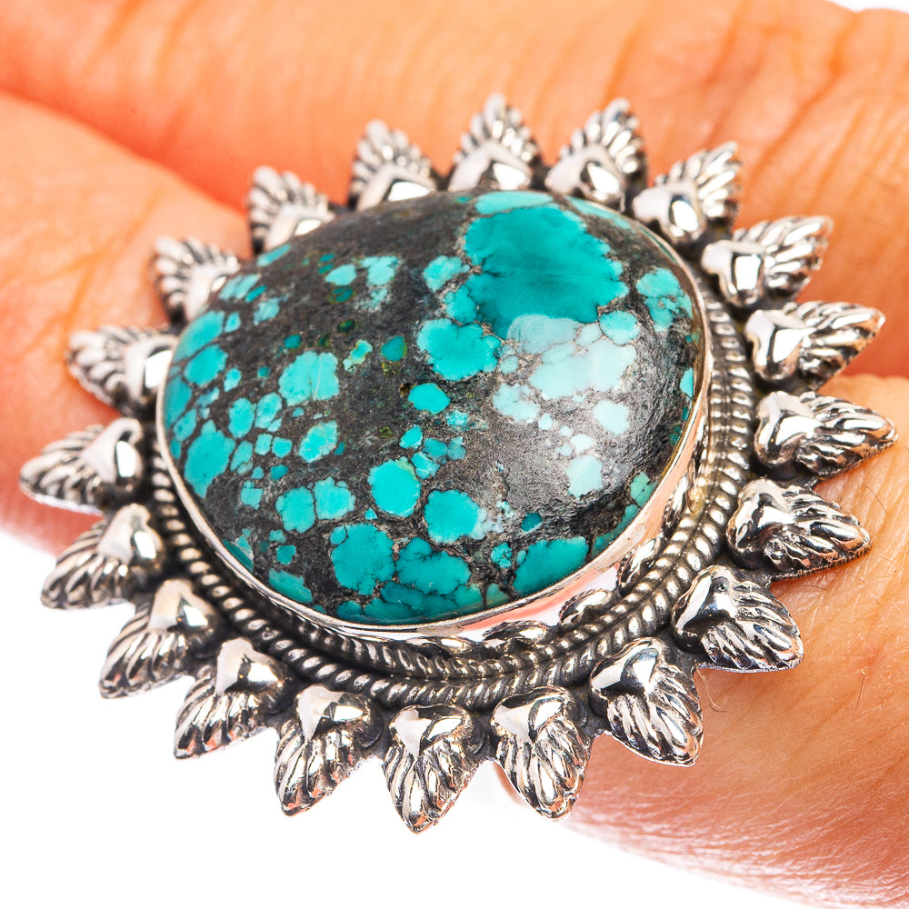 Large Tibetan Turquoise Ring Size 6.75 (925 Sterling Silver) R143207