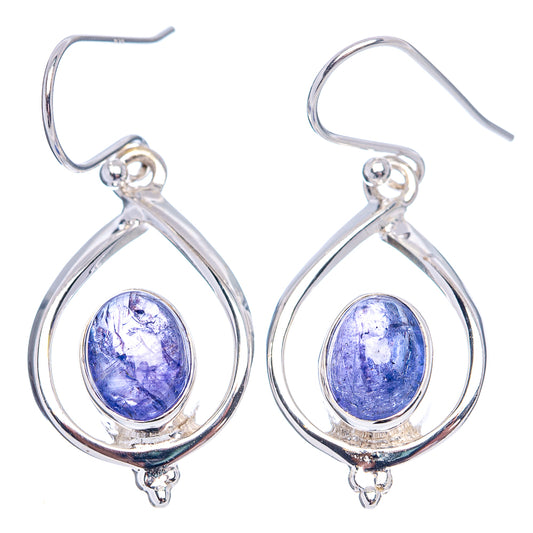 925 sterling silver teardrop earrings with blue oval gemstone drop