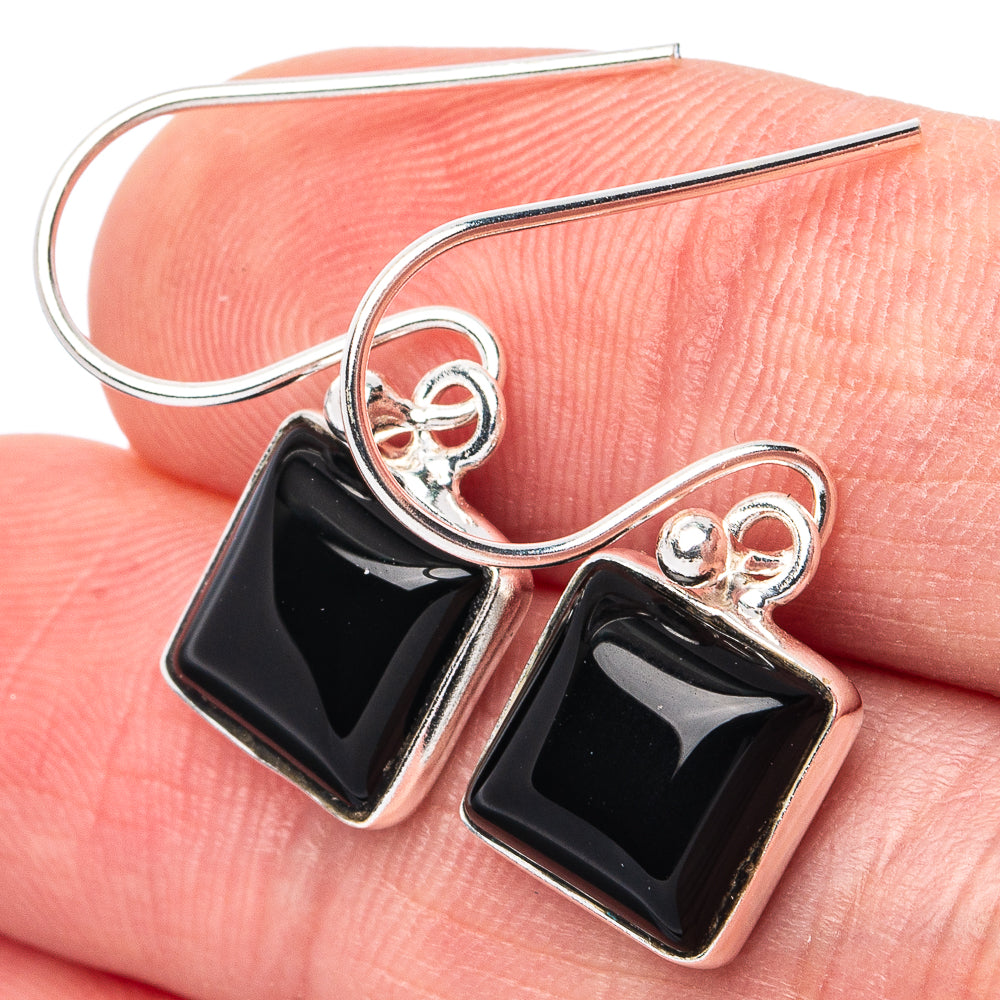 Black Onyx Earrings 1" (925 Sterling Silver) E3092