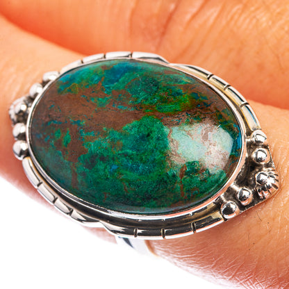 Large Chrysocolla 925 Sterling Silver Ring Size 7