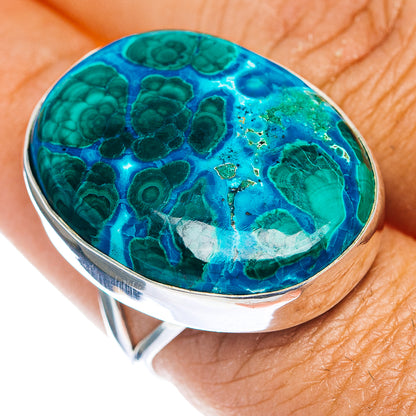 Premium Malachite In Chrysocolla Ring Size 9 (.925 Sterling Silver)