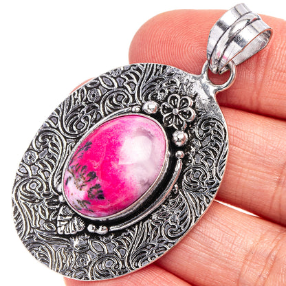 Pink Dendritic Opal Pendant 2 1/8" (German Silver)