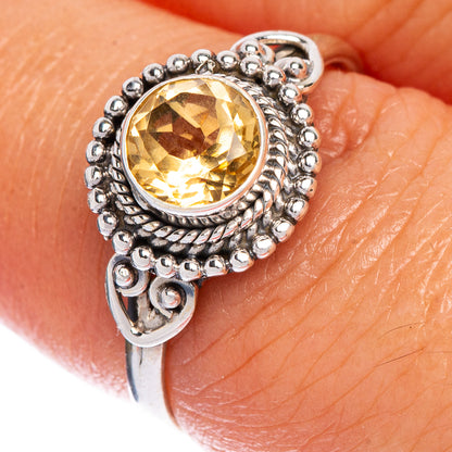 Faceted Citrine Dainty Ring Size 7.5 (925 Sterling Silver) R147197
