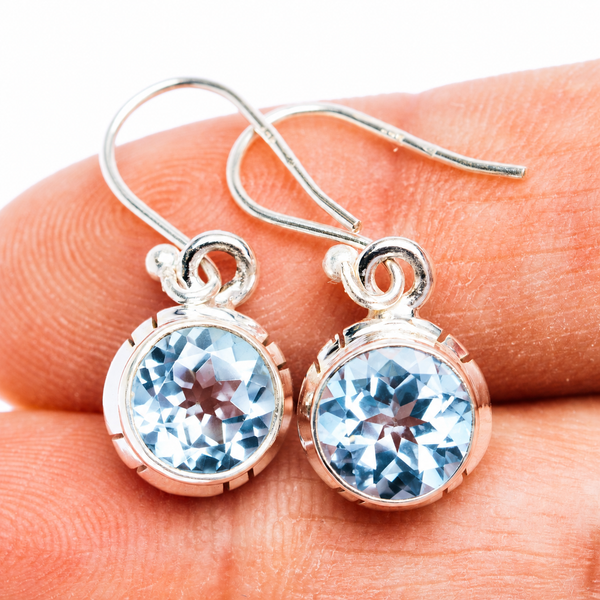 Blue Topaz Earrings 1 1/8" (.925 Sterling Silver)
