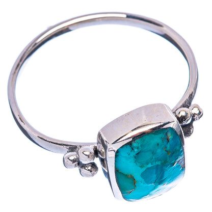 925 sterling silver turquoise cabochon ring with oval bezel and small floral side details