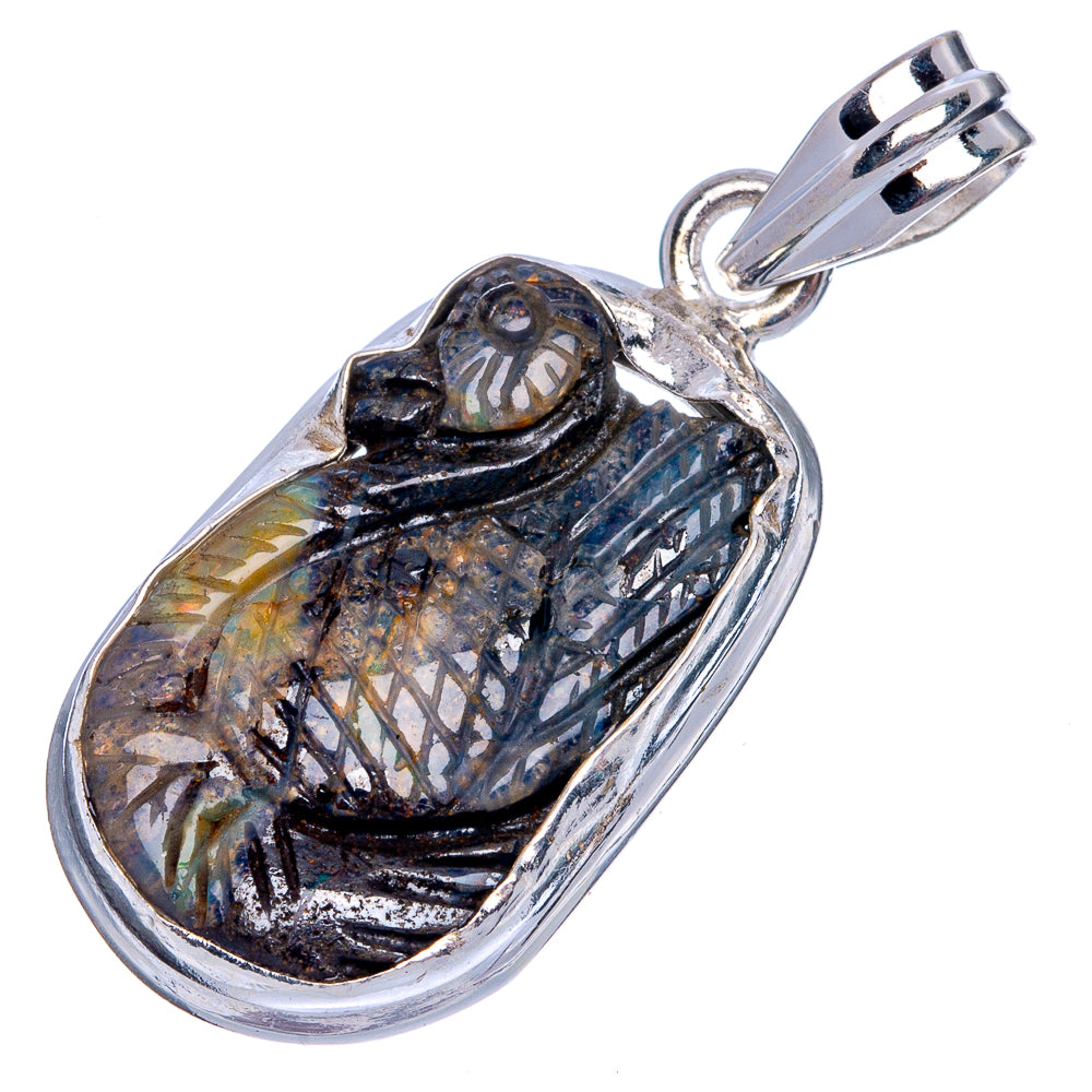 Boulder Opal Swan Pendant 1 1/2" (925 Sterling Silver) P40204