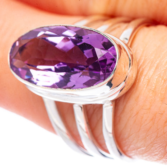 Faceted Amethyst Ring Size 8.5 (925 Sterling Silver) R1714