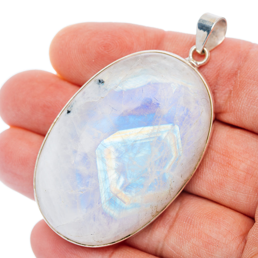 Premium Rainbow Moonstone Pendant 2 3/8" (.925 Sterling Silver)
