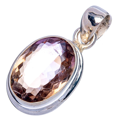 Oval faceted ametrine pendant with 925 sterling silver bezel and bail