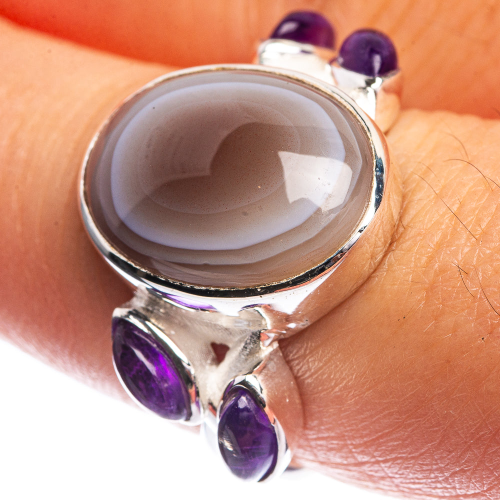Botswana Agate, Amethyst Ring Size 7 (925 Sterling Silver) R144120