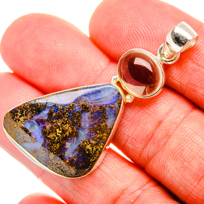 Boulder Opal, Citrine 925 Sterling Silver Pendant 2" (925 Sterling Silver) PD38284