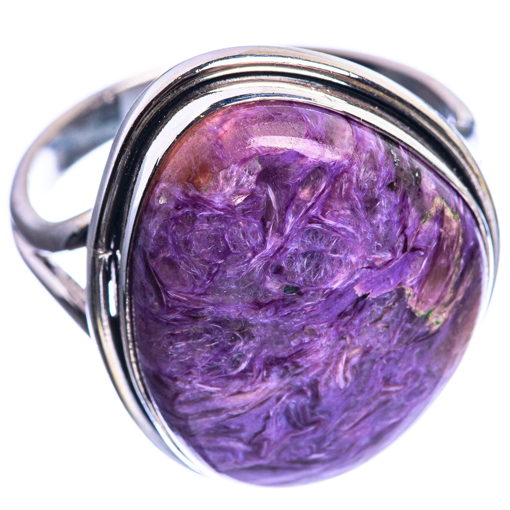 Large Charoite 925 Sterling Silver Ring Size 14.25