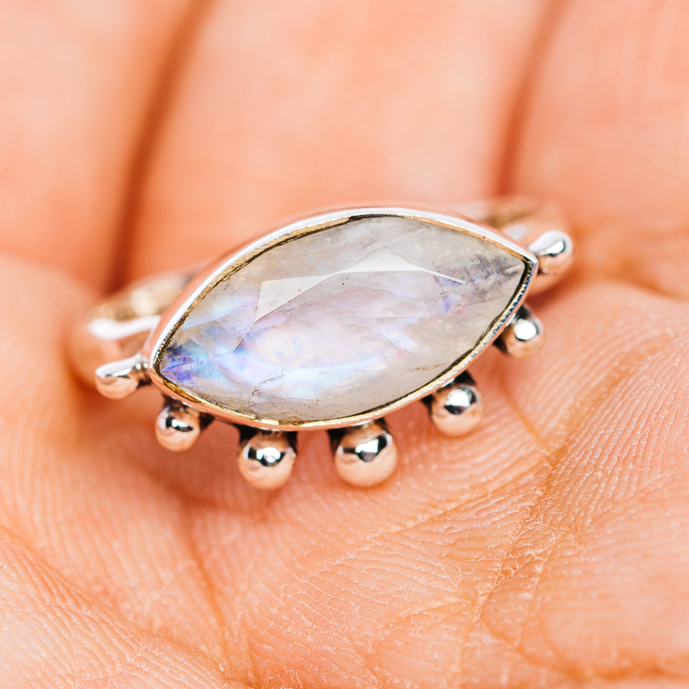 Rainbow Moonstone Ring Size 7.25 (.925 Sterling Silver)