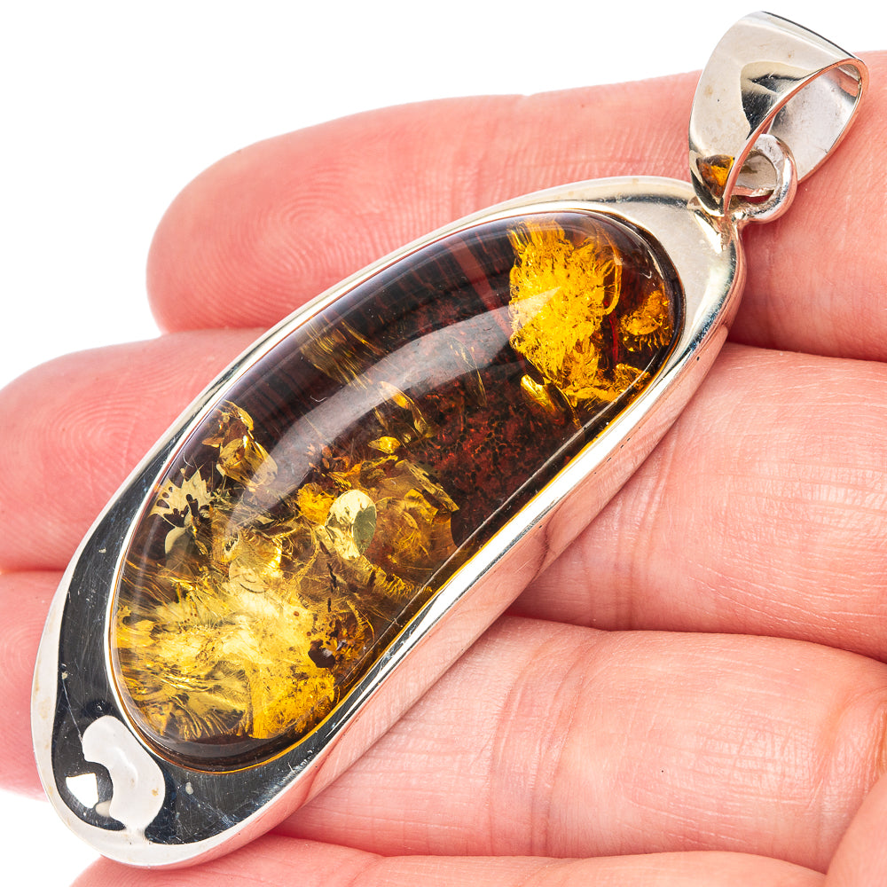 Ana Silver Co Baltic Amber Pendant 2 1/2" (925 Sterlnig Silver)
