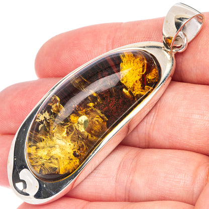 Ana Silver Co Baltic Amber Pendant 2 1/2" (925 Sterlnig Silver)