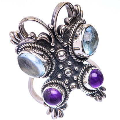 Large Aquamarine, Amethyst Ring Size 5.5 (925 Sterling Silver) R141666