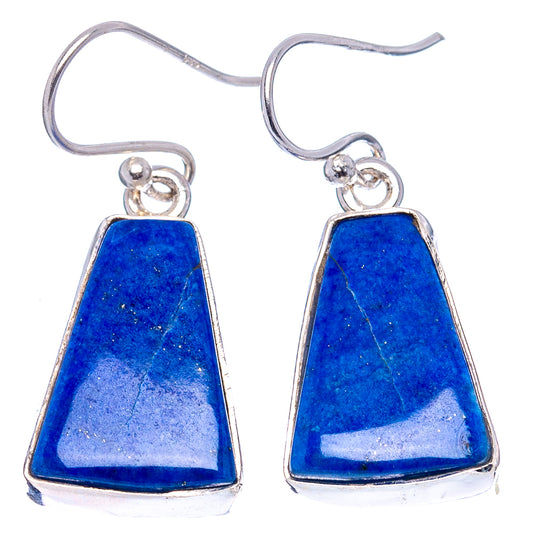 925 sterling silver lapis lazuli drop earrings with blue triangular stone dangles