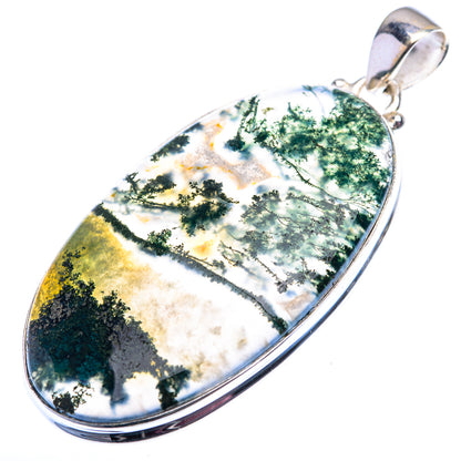 Green Moss Agate Pendant 2 1/8" (925 Sterling Silver) PD38525