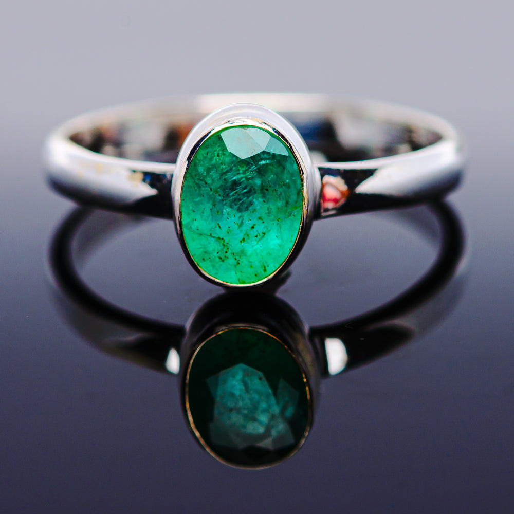 1ct Premium Zambian Emerald Ring Size 9.5 (.925 Sterling Silver)