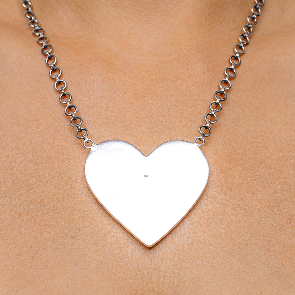Exclusive Number 8 Mine Turquoise Heart Necklaces 20" (.925 Sterling Silver)