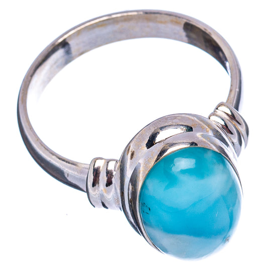 Sterling silver size 7 ring with oval Larimar cabochon and twisted band