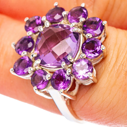 Amethyst Flower Ring Size 6.5 (.925 Sterling Silver)