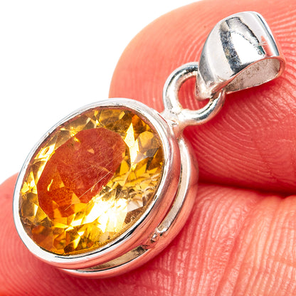 Faceted Citrine Dainty Pendant 7/8" (.925 Sterling Silver)