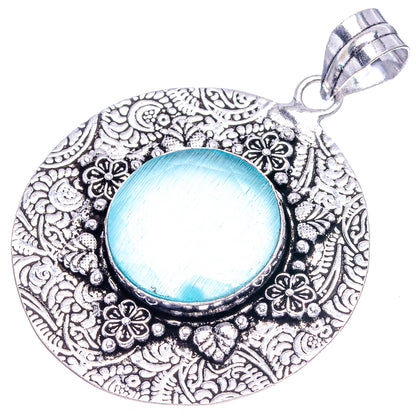 Blue Onyx Pendant 2 1/4" (German Silver)