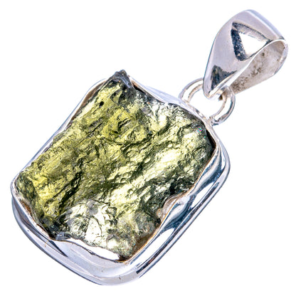 Rare Moldavite Pendant 1 1/8" (925 Sterling Silver) P43377