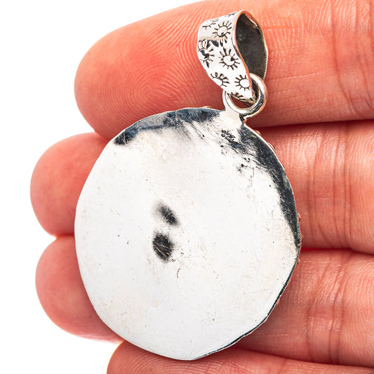 Exclusive Southwestern Style Hubei Turquoise Pendant 1 3/4" (.925 Sterling Silver)