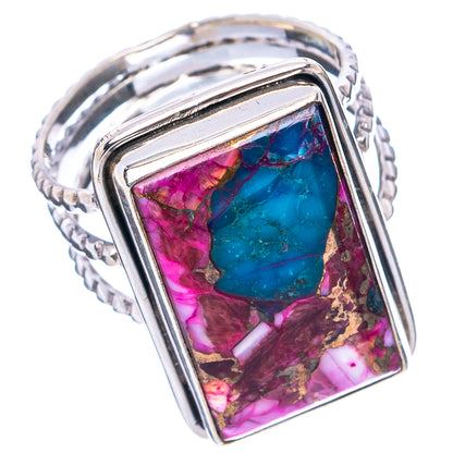 Pink Dahlia Mohave Turquoise Ring Size 6.75 (.925 Sterling Silver)