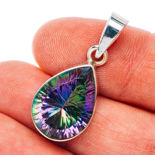 Premium Mystic Topaz Pendant 1 1/4" (.925 Sterling Silver)