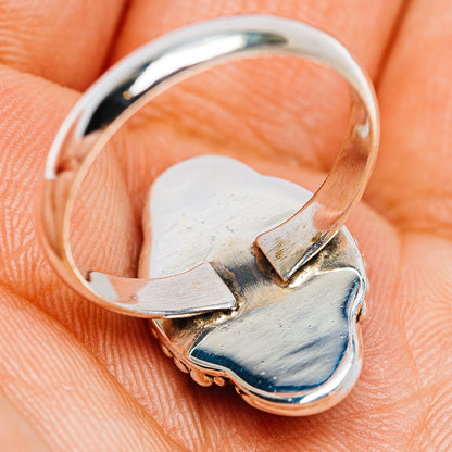 Southwestern Style Violet Blue Dahlia Mohave Turquoise Ring Size 9.5 (.925 Sterling Silver)