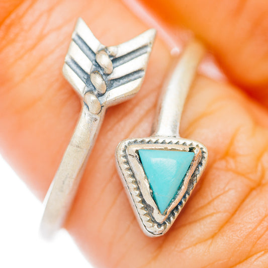 Mojave Turquoise Arrow Ring Size 5 Adjustable (.925 Sterling Silver)