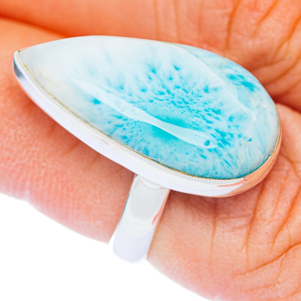 Premium Larimar Ring Size 6.5 Adjustable (.925 Sterling Silver)