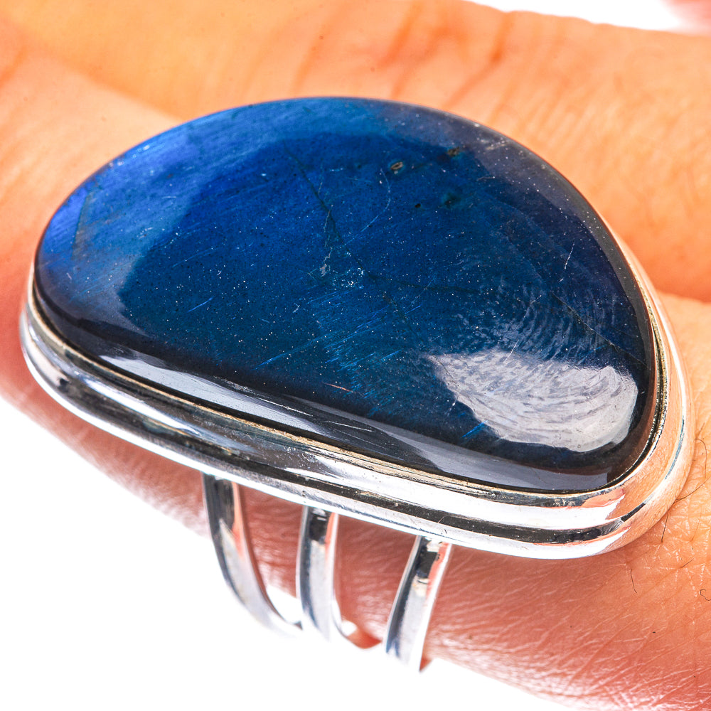 Huge Labradorite 925 Sterling Silver Ring Size 9.5