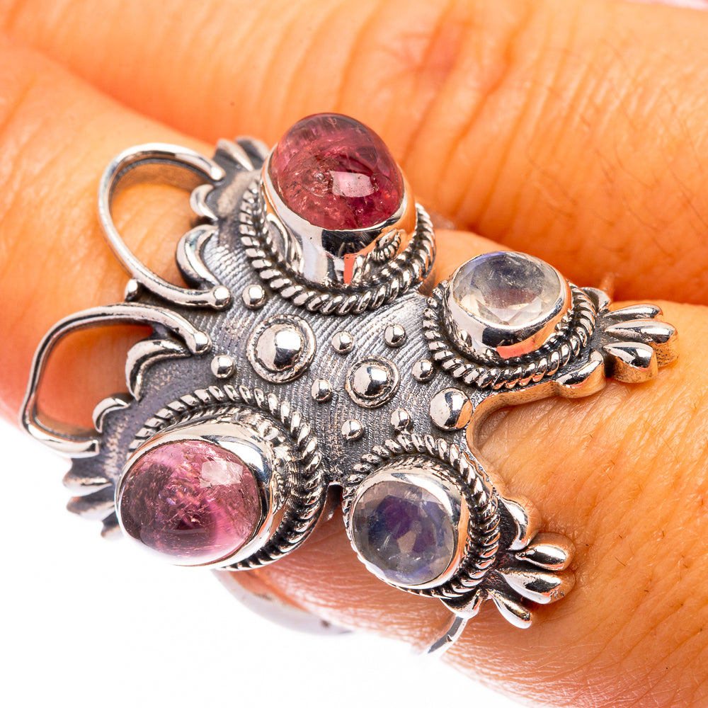 Large Pink Tourmaline, White Quartz Ring Size 6.75 (925 Sterling Silver) R141167