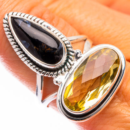 Large Lemon Quartz, Pietersite Ring Size 9 (925 Sterling Silver) R140835