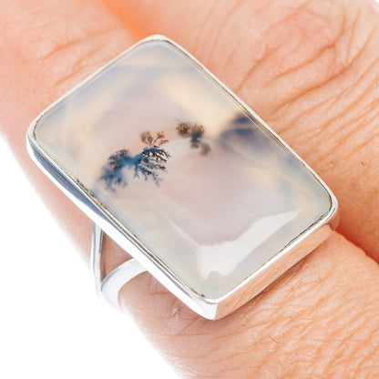 Premium Scenic Dendritic Agate Ring Size 8.5 (.925 Sterling Silver)