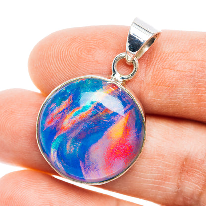 Aurora Opal Pendant 1 3/8" (.925 Sterling Silver)