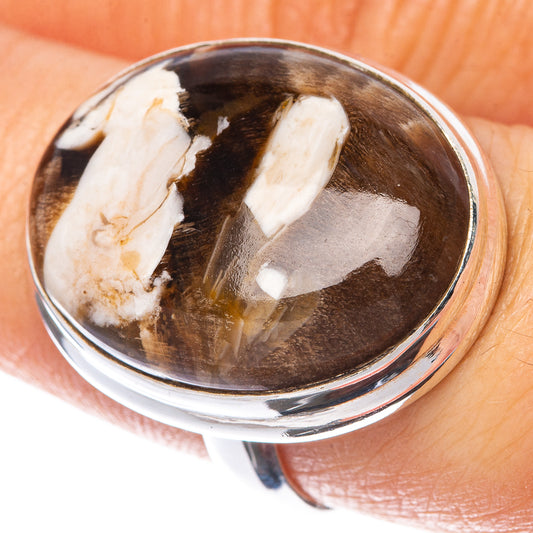 Peanut Wood Jasper Ring Size 7.5 (925 Sterling Silver) R1569
