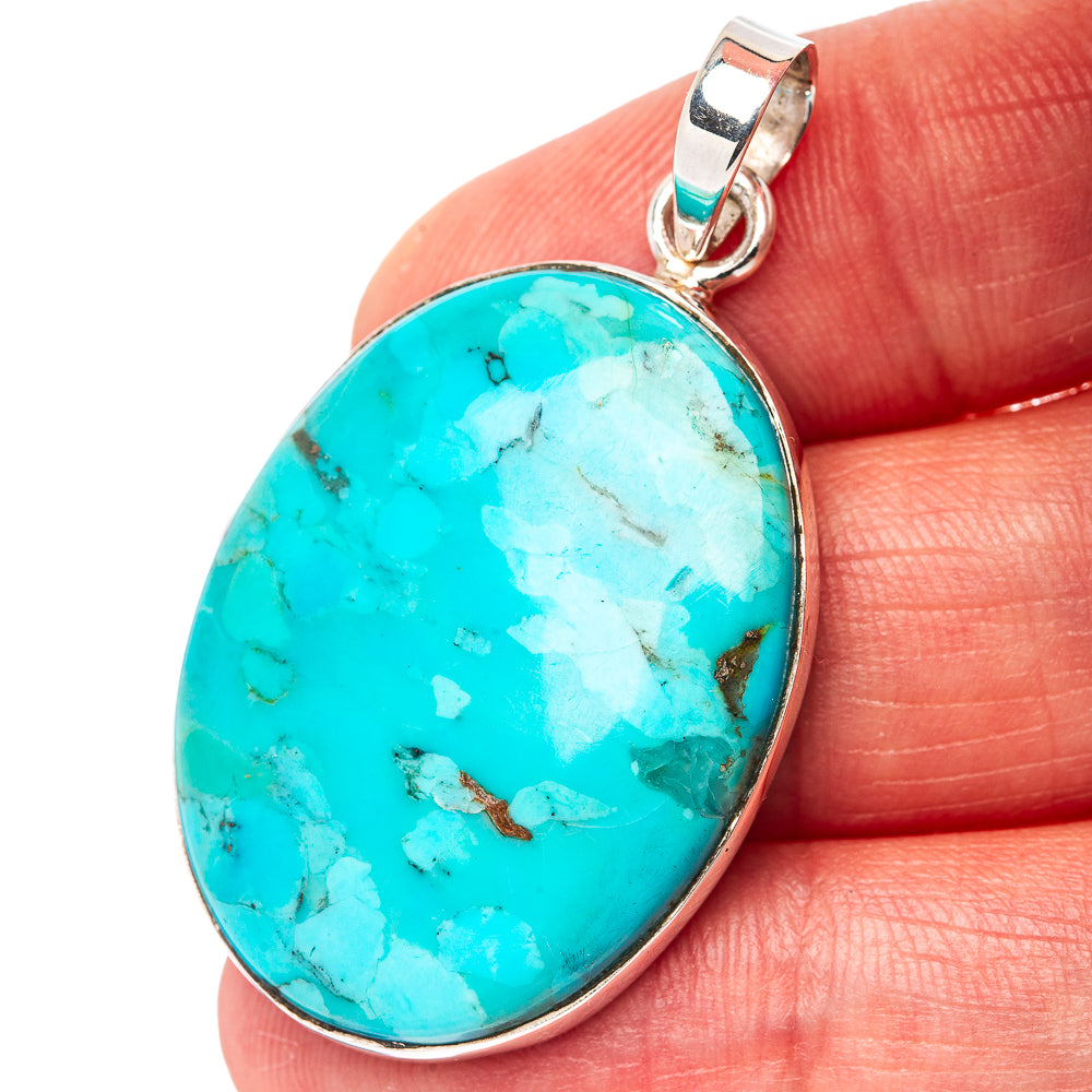 Premium Arizona Turquoise Pendant 1 5/8" (.925 Sterling Silver)