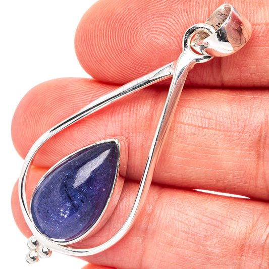 Teardrop blue gemstone pendant in .925 sterling silver bezel setting