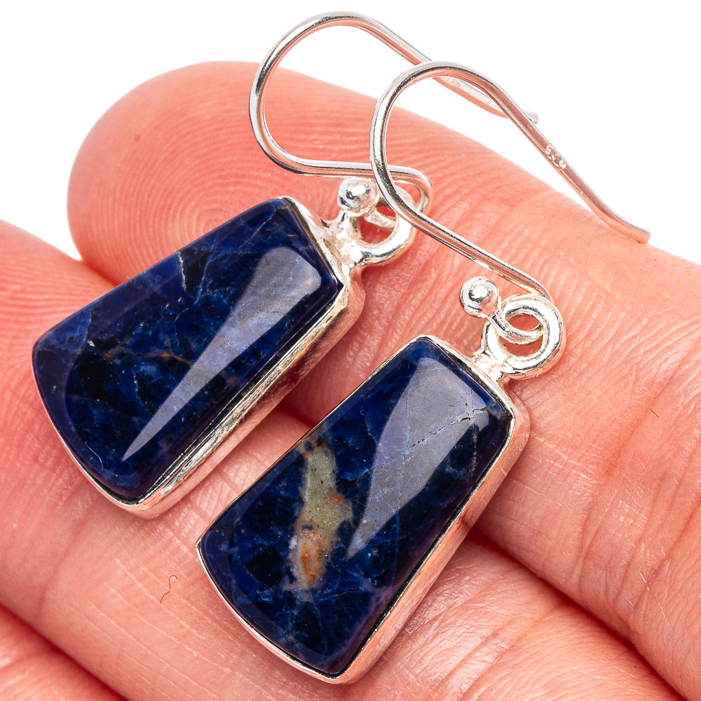 Sodalite Earrings 1 1/4" (925 Sterling Silver) E1864