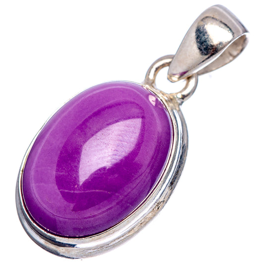 Phosphosiderite pendant with oval purple cabochon and silver bezel with loop bail