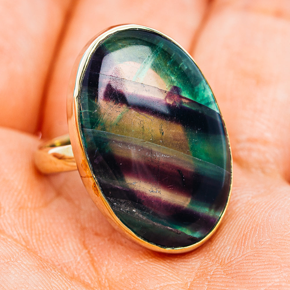 Multi Fluorite Ring Size 8 (German Silver)