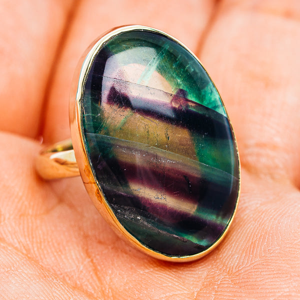 Multi Fluorite Ring Size 8 (German Silver)