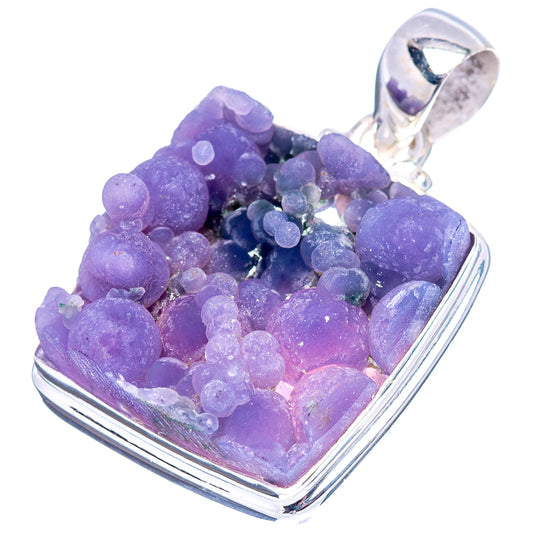 Sterling silver grape agate pendant, teardrop bezel with vivid purple druzy